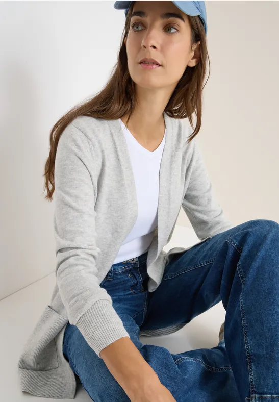 Offener Cosy Cardigan chalk grey melange