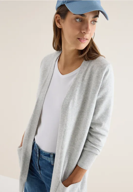 Offener Cosy Cardigan chalk grey melange