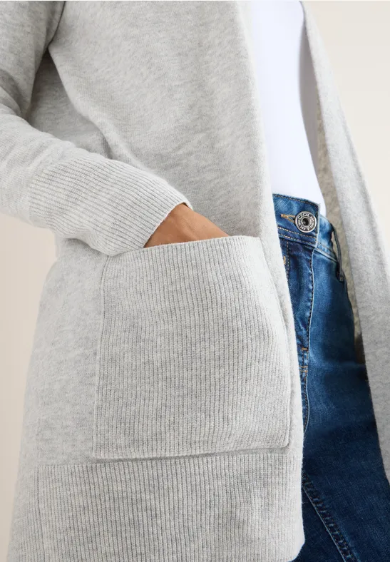 Offener Cosy Cardigan chalk grey melange