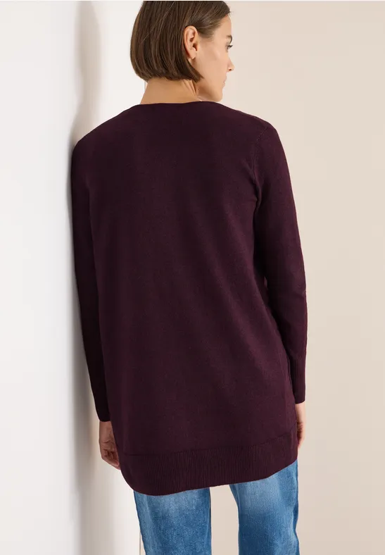 Offener Cosy Cardigan eggplant red melange