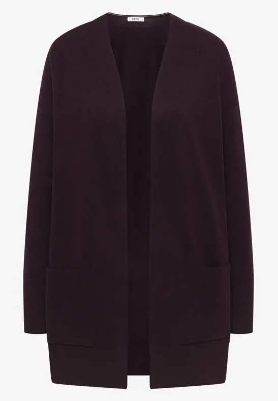 Offener Cosy Cardigan eggplant red melange