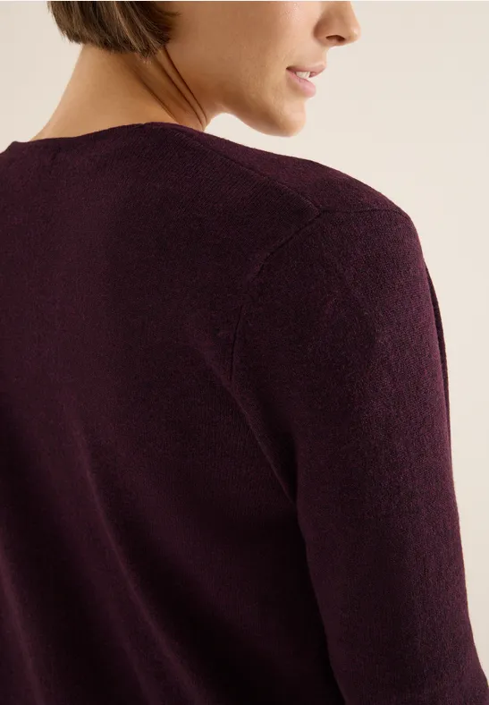 Offener Cosy Cardigan eggplant red melange