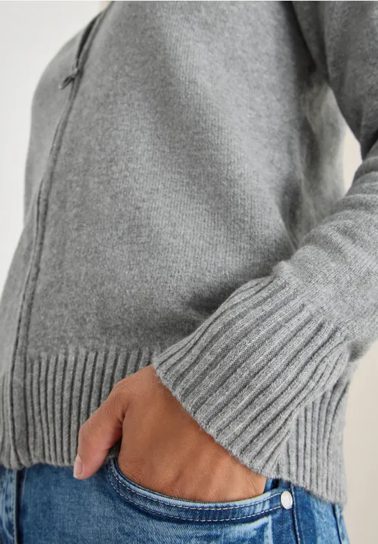 Cardigan avec fermeture éclair sporty grey melange