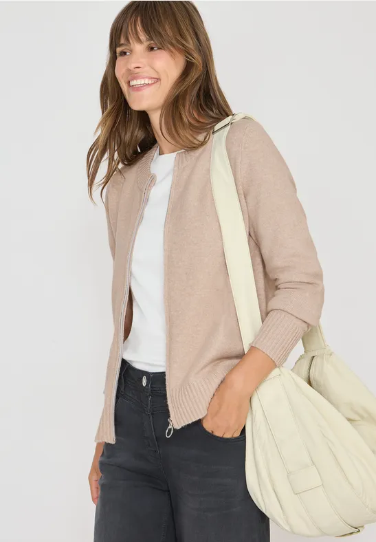 Cardigan avec fermeture éclair sandalwood beige melange