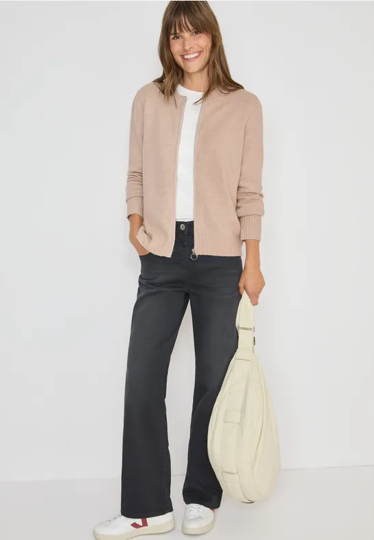 Cardigan avec fermeture éclair sandalwood beige melange