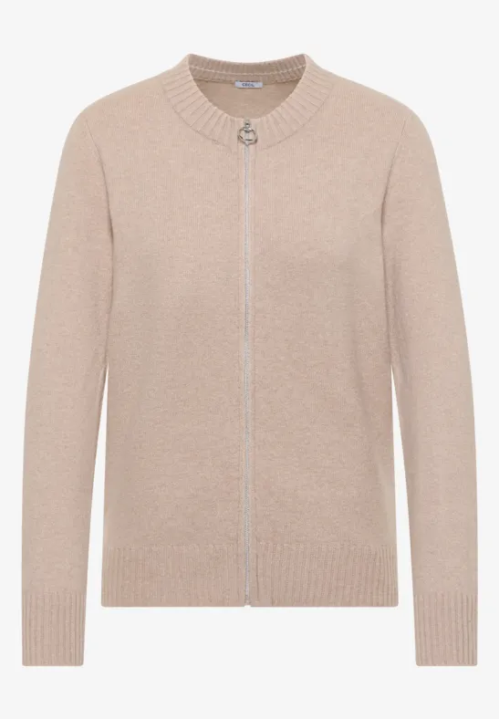 Cardigan avec fermeture éclair sandalwood beige melange