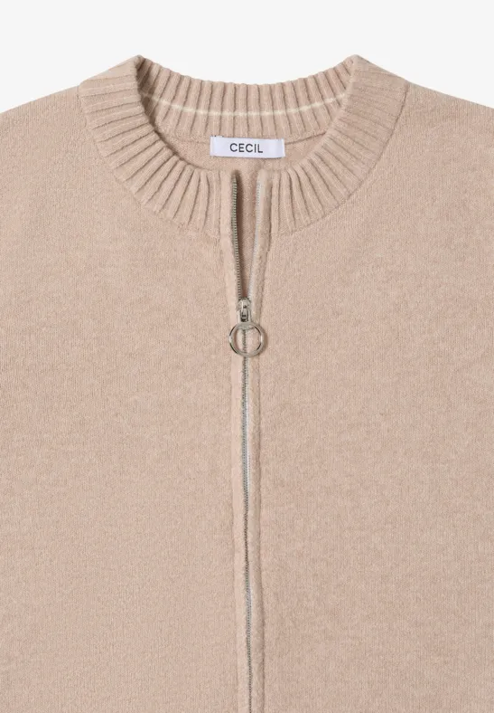 Cardigan avec fermeture éclair sandalwood beige melange