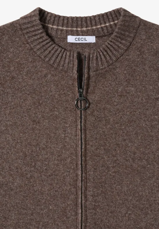 Cardigan mit Zipper mushroom taupe melange
