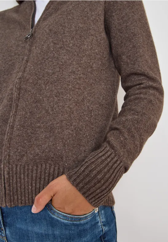 Cardigan mit Zipper mushroom taupe melange