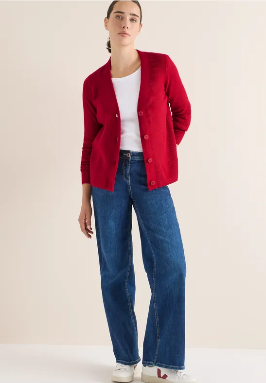 Cardigan mit Strukturdetail beaujolais red