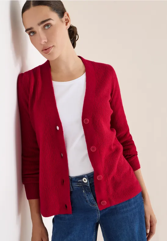 Cardigan mit Strukturdetail beaujolais red