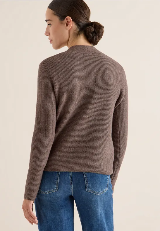 Vest met structuurdetails mushroom taupe melange