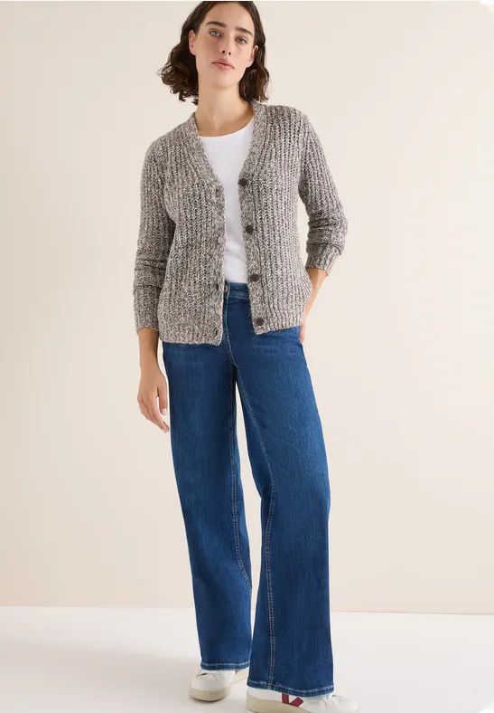 Cardigan deux tons mushroom taupe melange