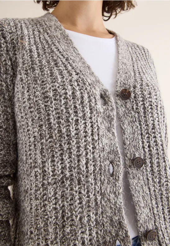 Cardigan deux tons mushroom taupe melange