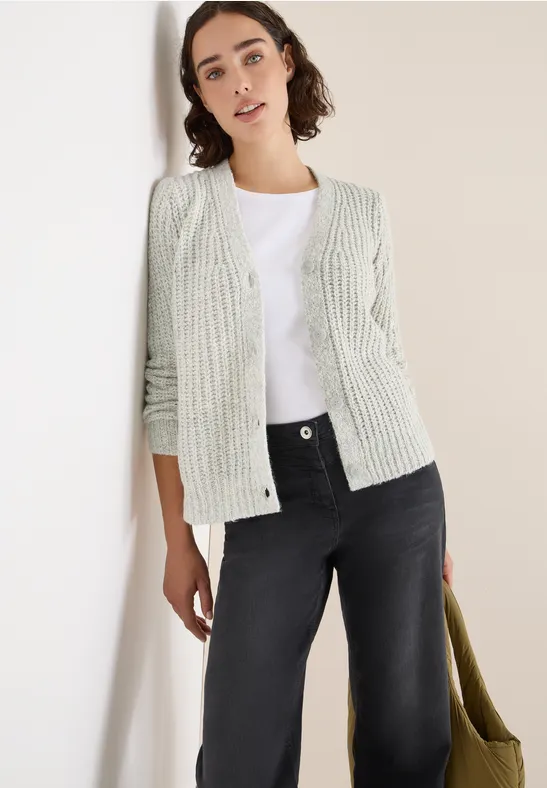 Two Tone Cardigan metal grey melange