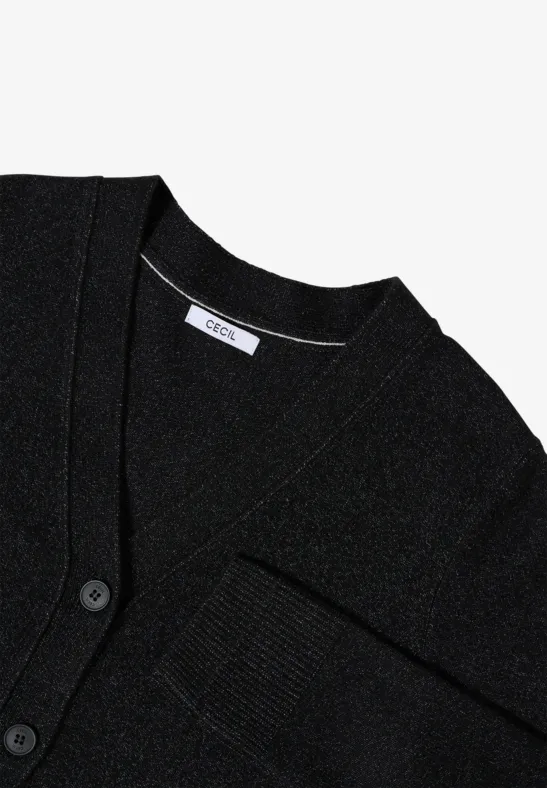 Zacht vest met V-hals black melange