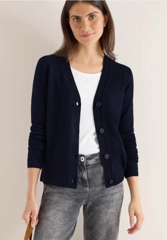 Cardigan doux à col en V urban dark blue
