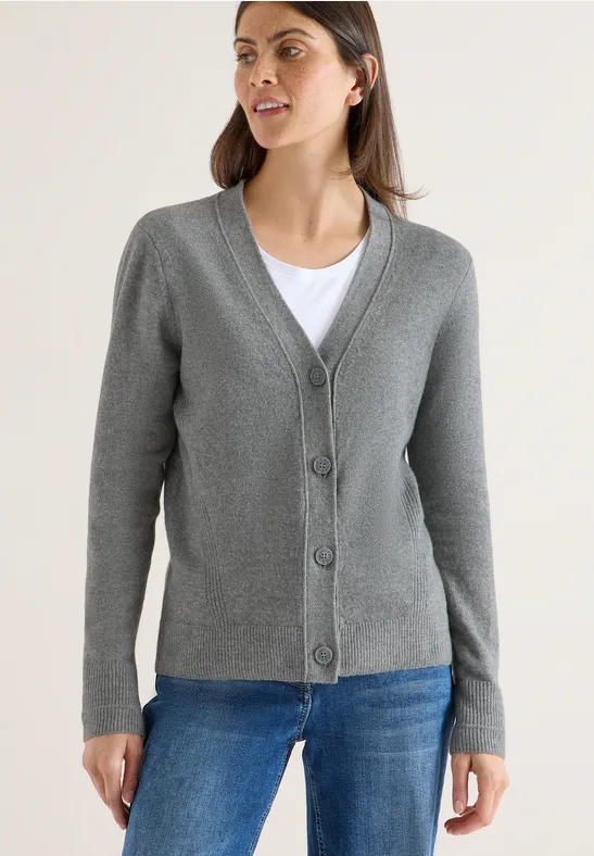 Softer V-Neck Cardigan sporty grey melange