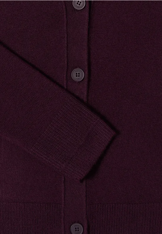 Cardigan doux à col en V eggplant red