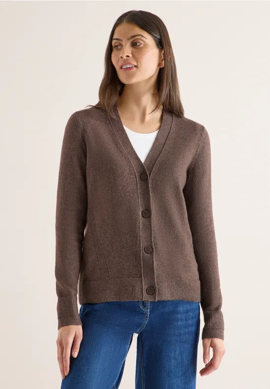 Softer V-Neck Cardigan mushroom taupe melange