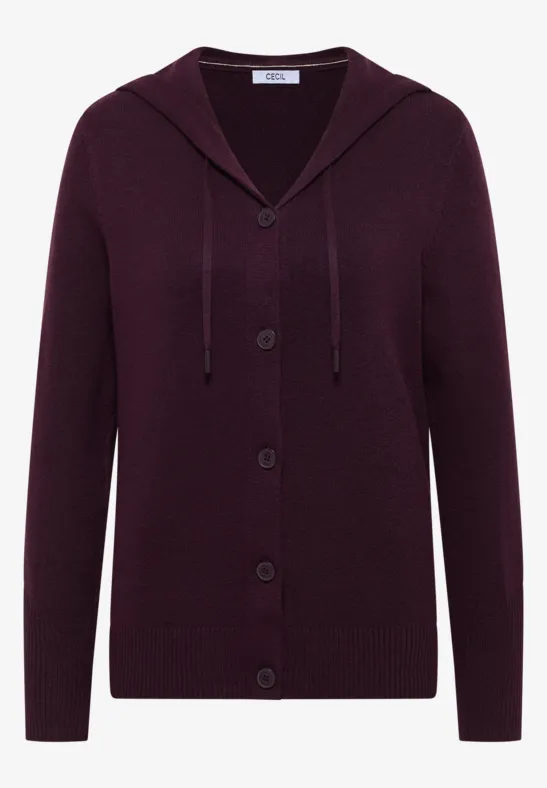 Cardigan avec capuche eggplant red