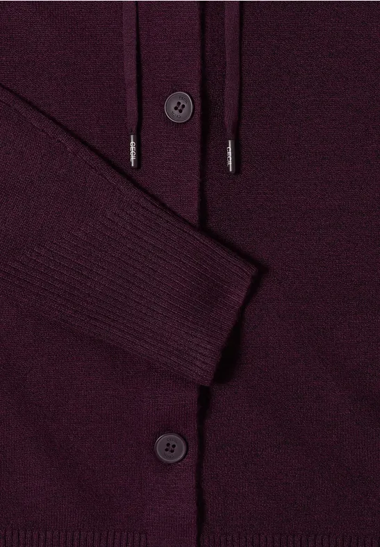 Cardigan avec capuche eggplant red