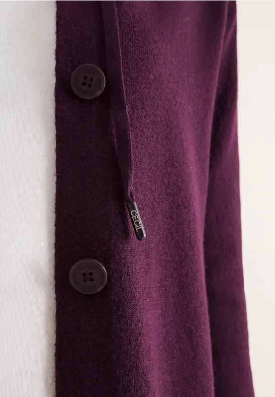 Cardigan avec capuche eggplant red