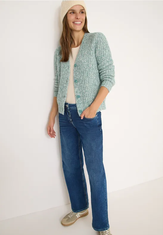 Two Tone Cardigan conifere green melange