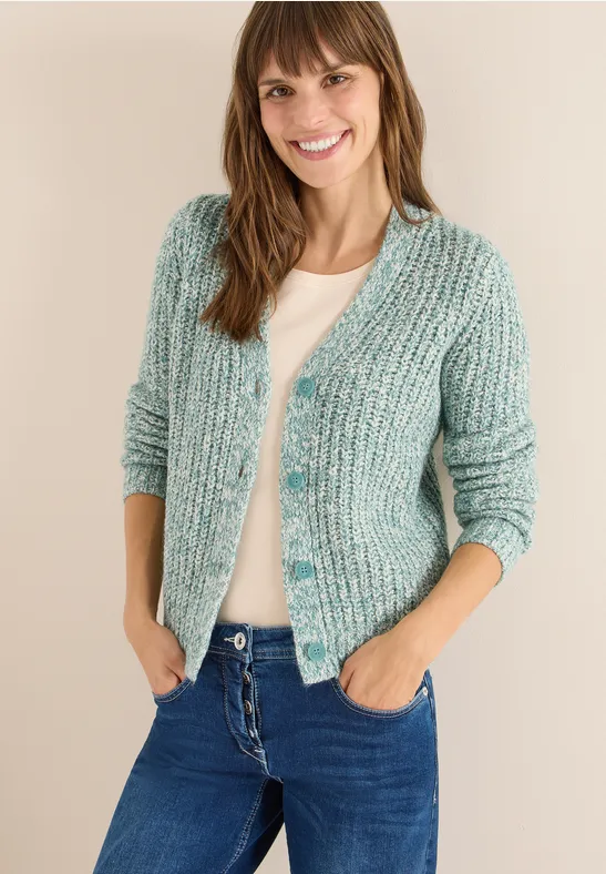 Two Tone Cardigan conifere green melange