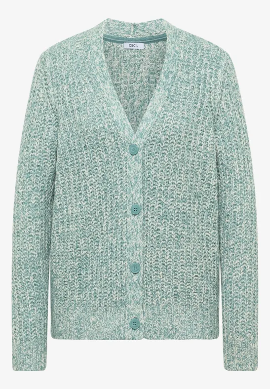 Two Tone Cardigan conifere green melange