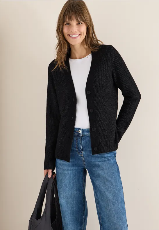 Cardigan mit Strukturdetail black melange