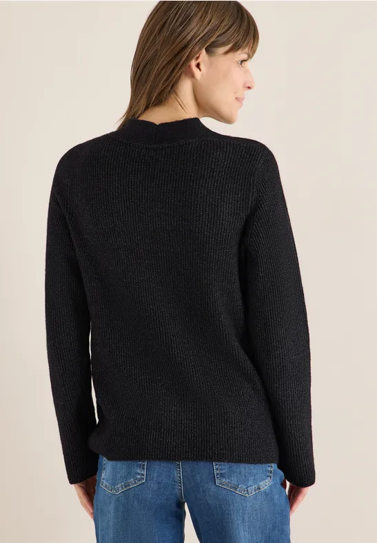 Cardigan mit Strukturdetail black melange