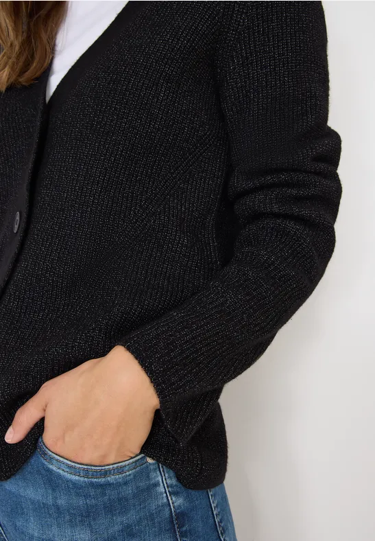 Cardigan mit Strukturdetail black melange