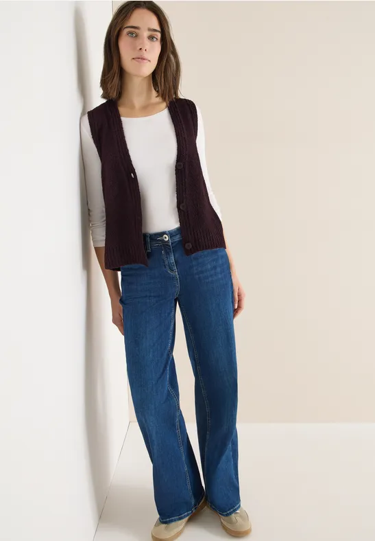 Bouclé Weste eggplant red