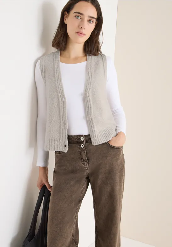 Gilet bouclette light greige