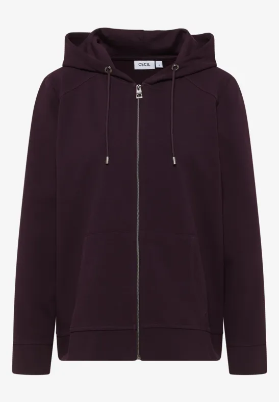 Sweatjacke mit Struktur eggplant red