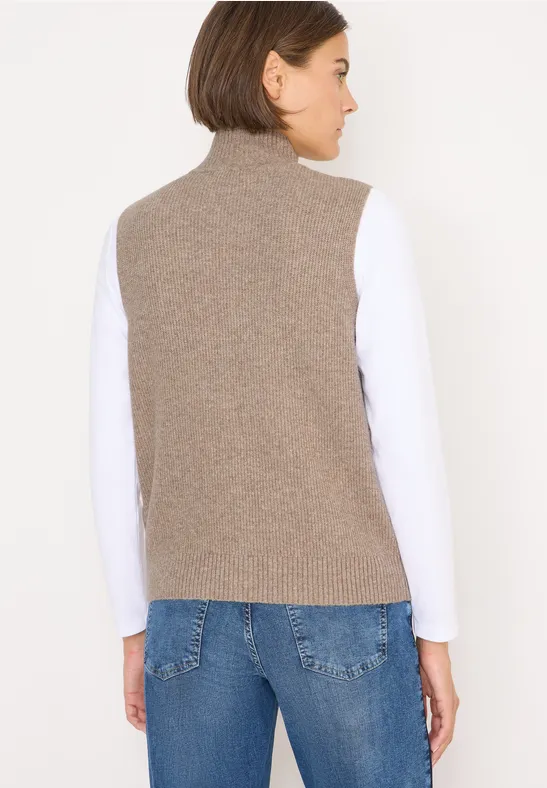 Vest met geribde structuur toffee cream melange
