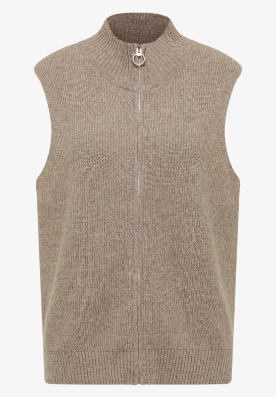 Vest met geribde structuur toffee cream melange