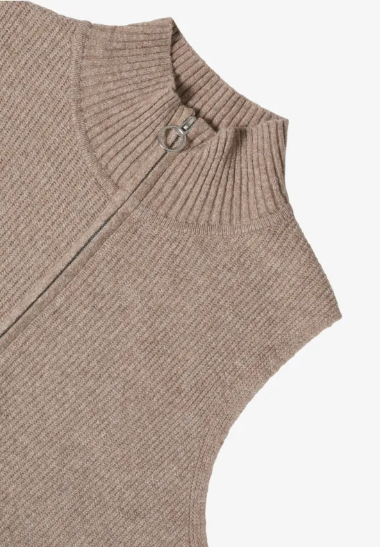 Vest met geribde structuur toffee cream melange