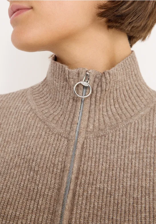 Vest met geribde structuur toffee cream melange