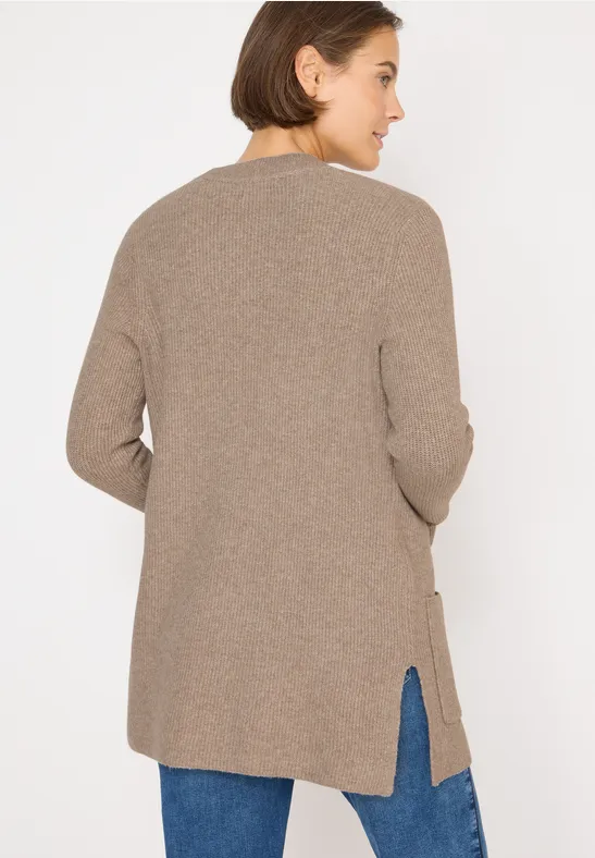 Offener Struktur-Cardigan toffee cream melange