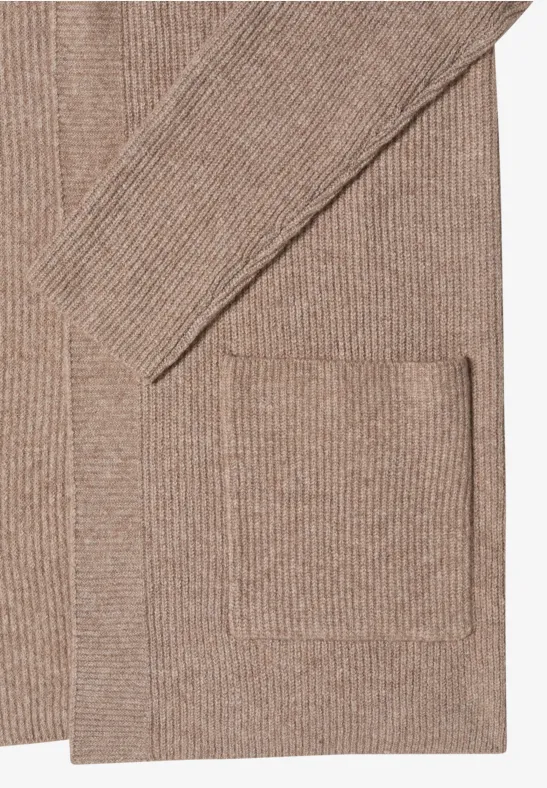Offener Struktur-Cardigan toffee cream melange