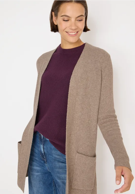 Offener Struktur-Cardigan toffee cream melange