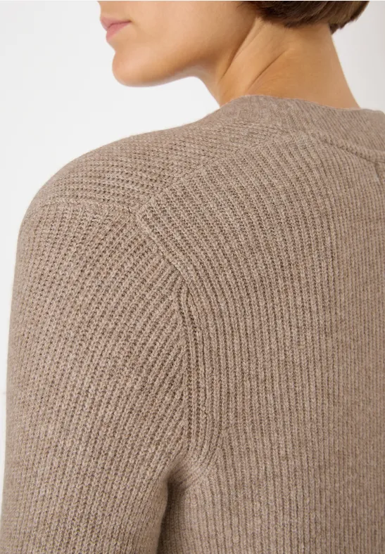 Offener Struktur-Cardigan toffee cream melange