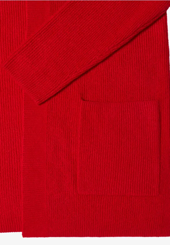Offener Struktur-Cardigan fiery red