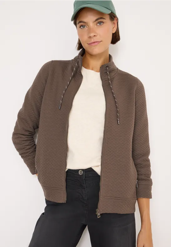 Sweatjacke mit Struktur cocoa taupe
