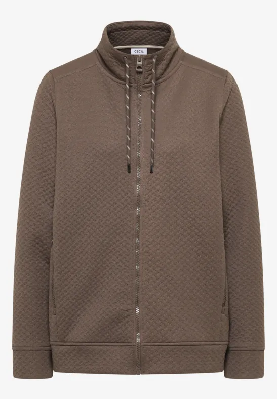 Sweatjacke mit Struktur cocoa taupe