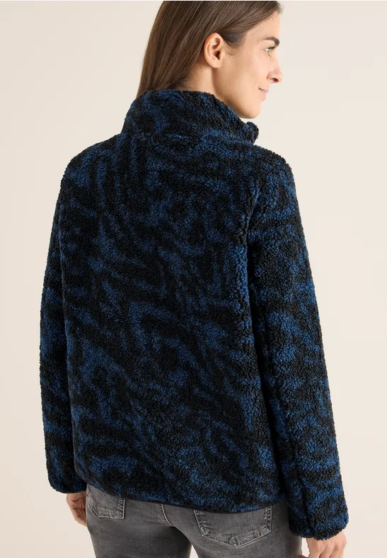Zebra Jacquard Fleecejacke urban dark blue