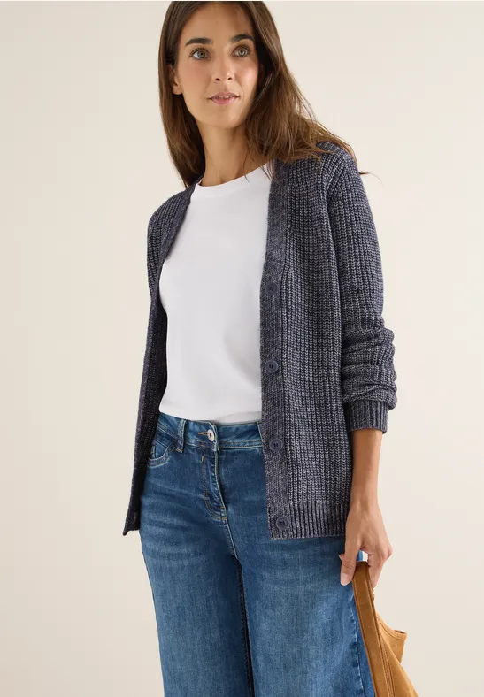 Chunky Melange Cardigan urban dark blue