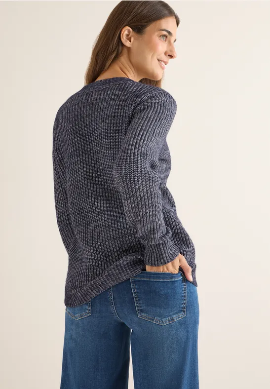 Chunky Melange Cardigan urban dark blue